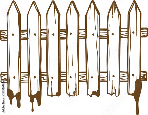 Wooden picket fence row