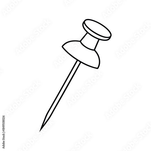 Push pin outline office stationery tool icon on white background Vector illustration
