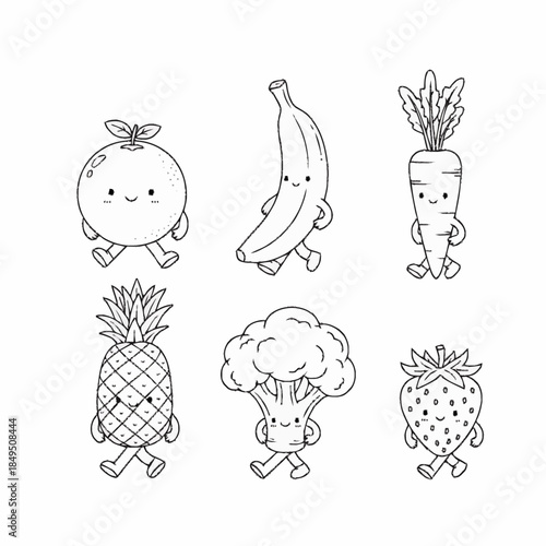 Walking fruits and vegetables moving forward