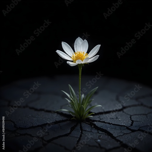 white flower on a black background