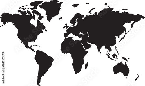 World Map Silhouette Black Continents