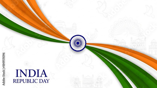 India Republic Day Celebrations with Vibrant Orange Green and White Colors and Ashoka Chakra Symbol