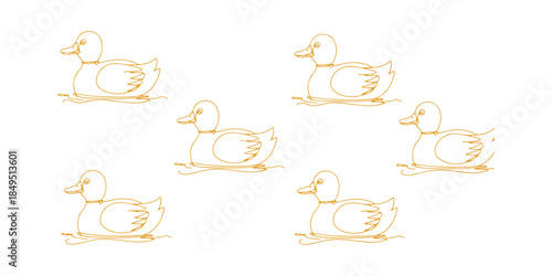 A simple and colorful illustration of a duck swimming, created in a childlike hand-drawn style, ideal for seamless patterns, wallpapers, textures, banners, labels, backgrounds, and vector designs.
