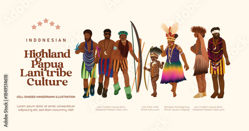Isolated Papua Highland culture asset illustration from Indonesia