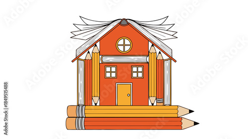 house with a red roof