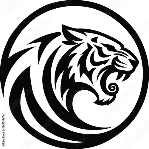 Wallpaper Mural Roaring tiger side-profile silhouette avatar. Torontodigital.ca