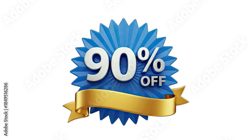 90% Off Sale Badge on White Background