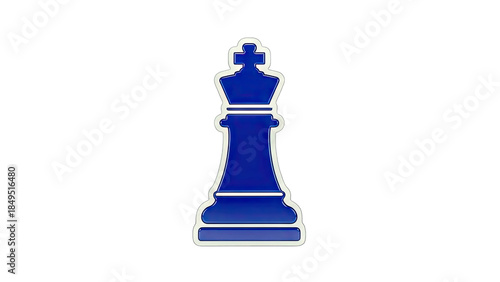 Blue Chess King Piece Isolated on White Background