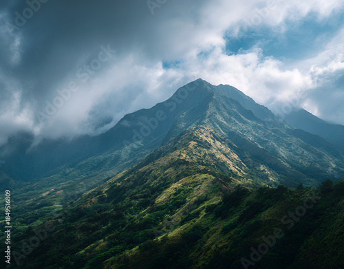 Majestic Mountain Range in the Mist