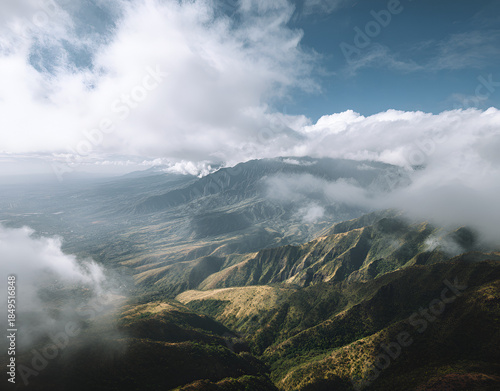 Majestic Mountain Range in the Mist