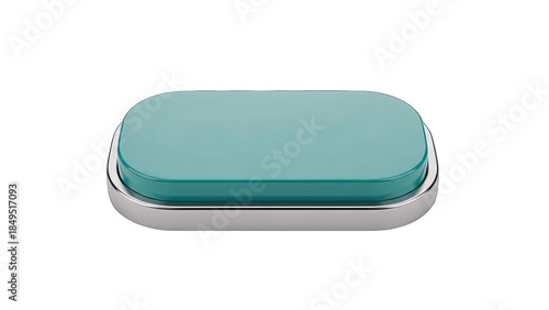 Modern Teal Soap Dish with Chrome Rim - Minimalist Design