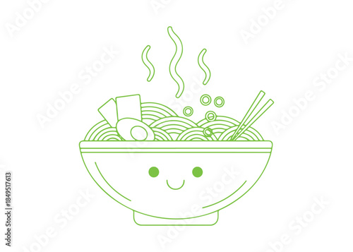 narrow line cheerful bowl filled with noodle ramen

