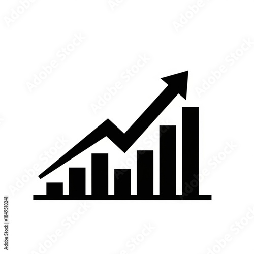 Business Revenue Increase Chart with Upward Arrow in Black Silhouette