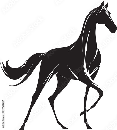 Akhal-Teke Horse Vector Silhouette Black Isolated on White Background