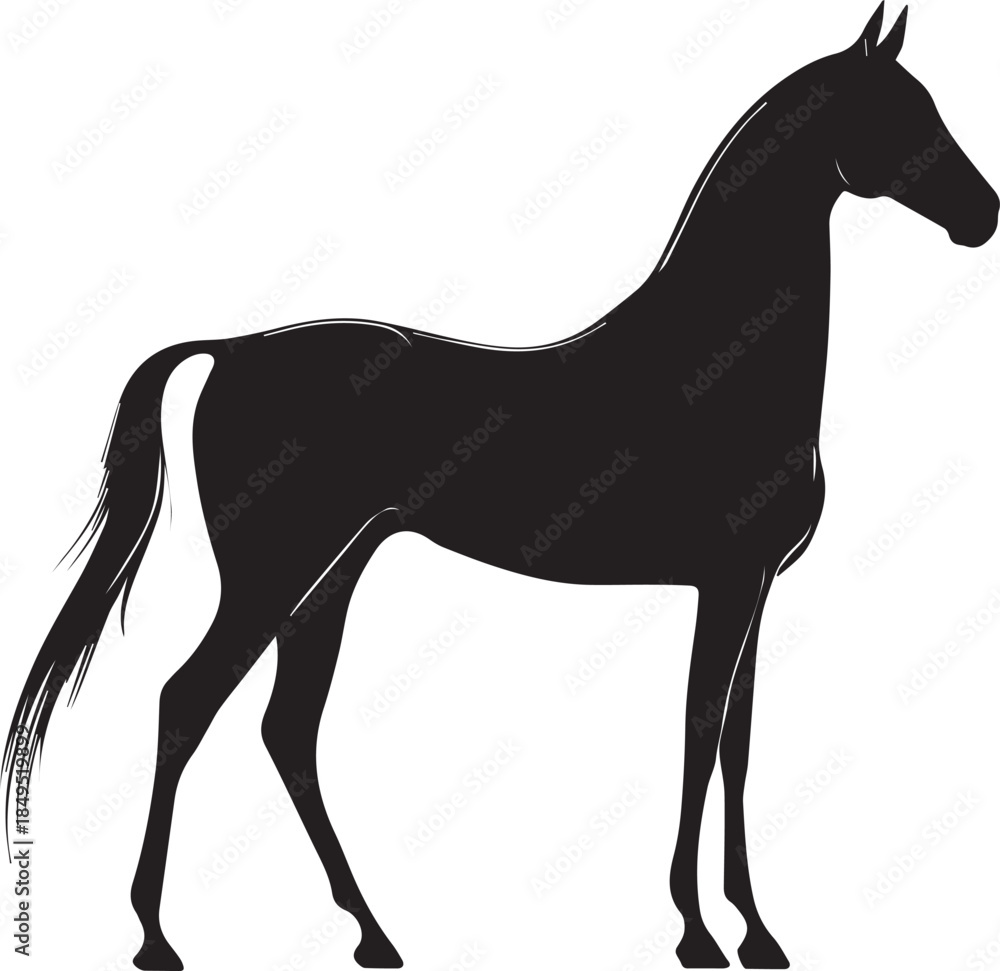 Obraz premium Akhal-Teke Horse Vector Silhouette Black Isolated on White Background