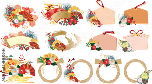 正月飾り　年賀素材