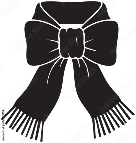 Black bow scarf silhouette in a seamless pattern for winter fashion accessories