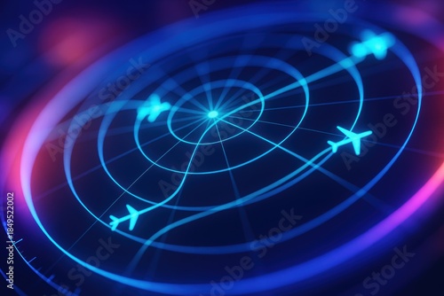 Navigational Sentinel: A state-of-the-art radar screen displays the intricate dance of aircraft trajectories, revealing the unseen world of air traffic management.