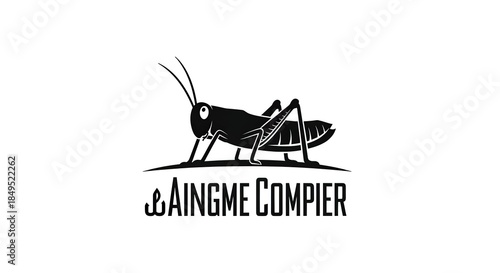 Wallpaper Mural Grasshopper Silhouette Logo Design for Aingme Compier Brand Identity. Torontodigital.ca