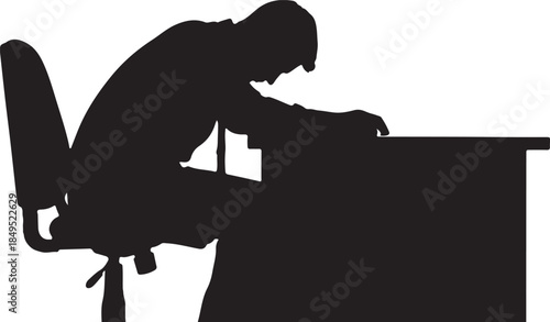 Stressed Businessman at Desk Silhouette Office Burnout Concept

Workplace Stress Silhouette Overworked Man Slumped at Desk

Corporate Burnout Silhouette Professional Feeling Exhausted