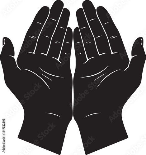 Open Hands in Prayer Dua Silhouette

Silhouette of Human Hands Praying for Blessing

Islamic Dua Hands Supplication Silhouette Isolated