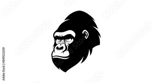 Gorilla Head Silhouette - Powerful and Intimidating Animal Illustration.
