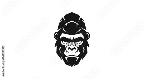Gorilla Head Silhouette - Powerful and Focused Animal Portrait.
