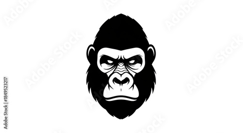 Gorilla Head Silhouette Vector Illustration.