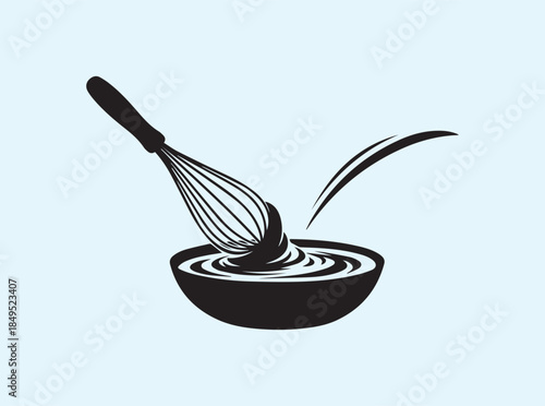 Simple Baking Action Whisk Silhouette on White
