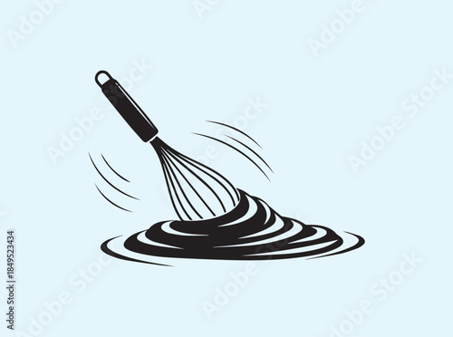 Kitchen Whisk Silhouette with Subtle Stirring Movement
