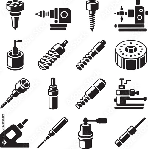 Collection of industrial drill bits and toolsPrint