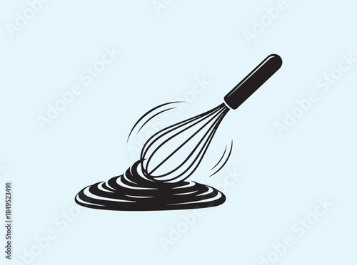 Culinary Action Whisk Silhouette Mixing Batter Cleanly
