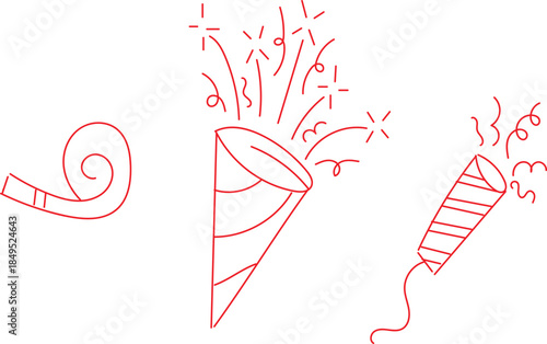  line art illustrations of common items used for celebrations and parties.
