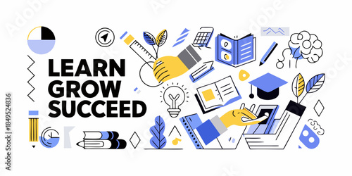 Education and lifelong learning concept with books lightbulb and study tools