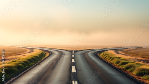 A conceptual crossroads splitting in two directions, symbolic path choice.