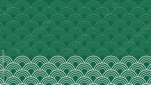 Repeating curved lines create a textured green background pattern