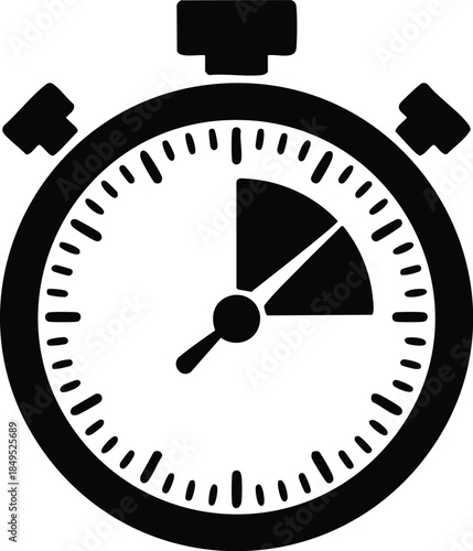 Minimalist Stopwatch Icon with Elapsed Time, silhouette, illustration, vector