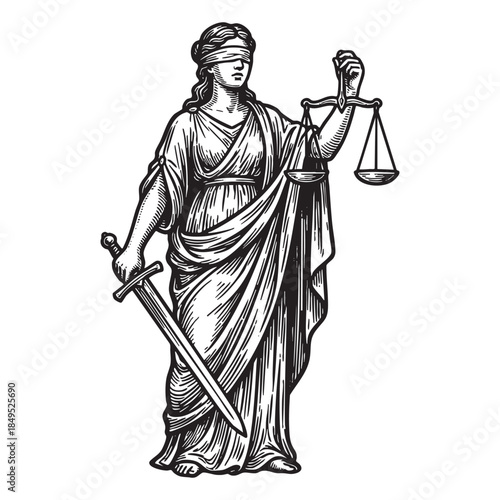 Lady Justice Statue Engraving
