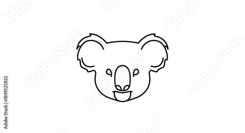 Koala Head Outline - Simple Black and White Animal Illustration.