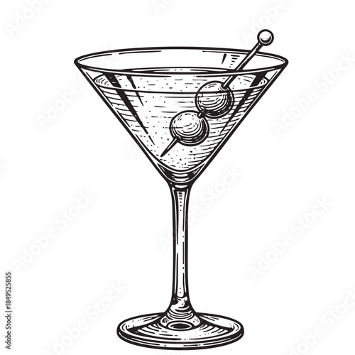 Martini Cocktail Glass Engraving