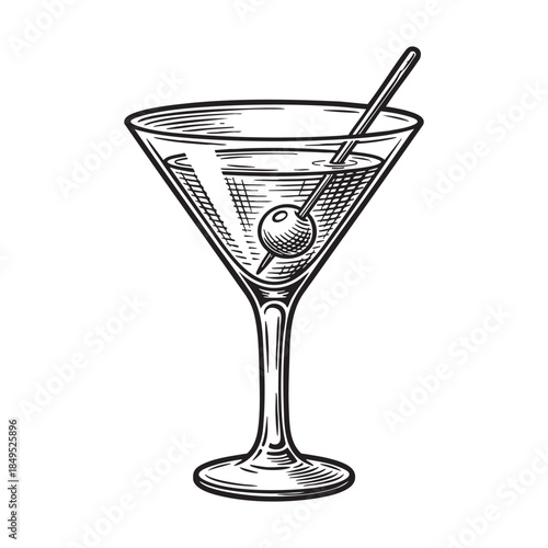 Martini Cocktail Glass Engraving