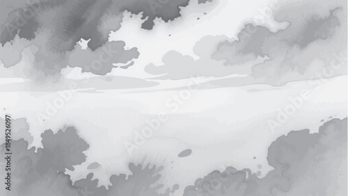 Abstract watercolor painting depicting cloudy skies and a blurred horizon