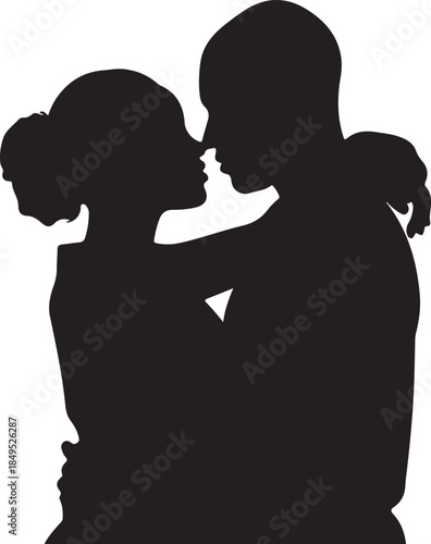 Man and woman couple lovers silhouette isolated. vector illustration