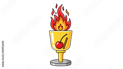 flaming torch on black background