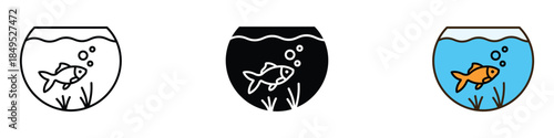 Aquarium icon vector. goldfish in fishbowl symbol. vector illustration.