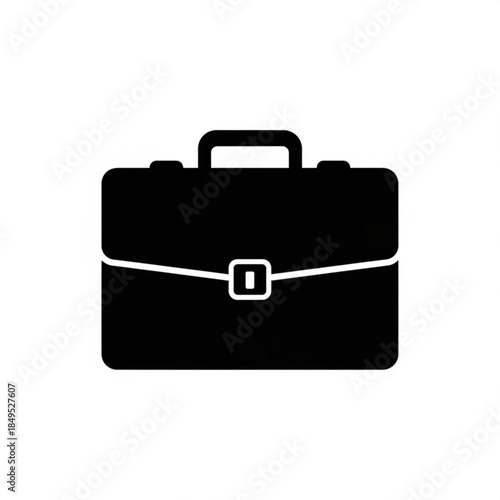 Black Silhouette Business Briefcase Icon Representing Corporate Management and Professional Work