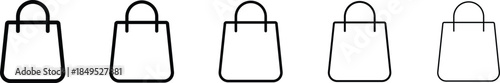 Handbag Icons in Various Line Styles on Transparent Background for Fashion Design.