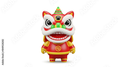 Vibrant Chinese Lion Dance Figurine with Intricate Details.
