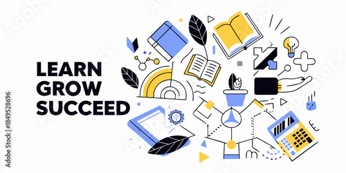 Learning growth and success a colorful illustration of education and knowledge