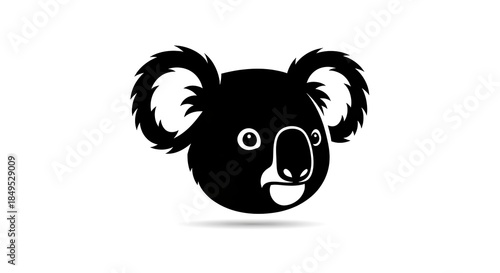 Koala Bear Silhouette - Simple Black and White Illustration.